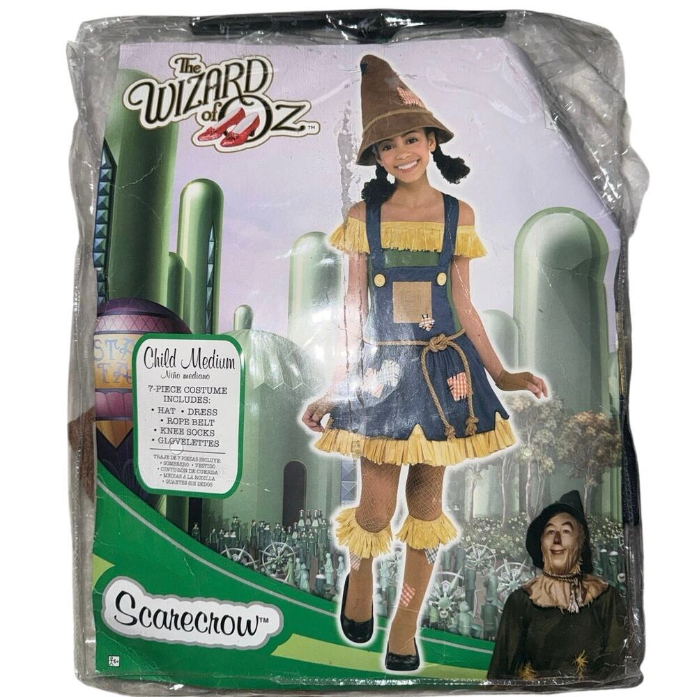 Scarecrow wizard of oz Costume girls child’s medium outfit dress up wicked